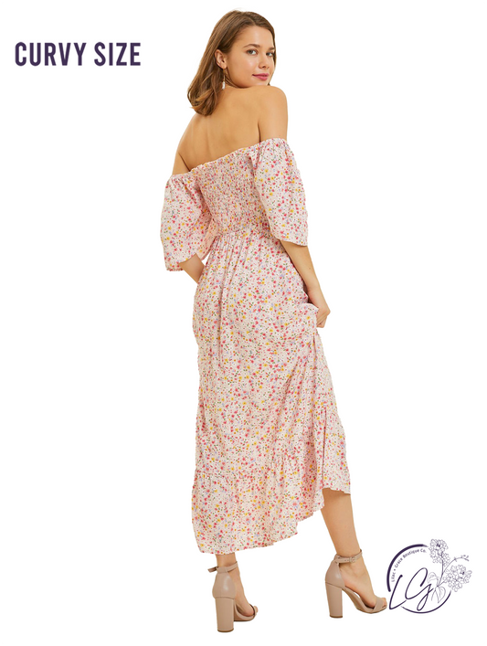 Curvy Blooming Picnic Midi Dress