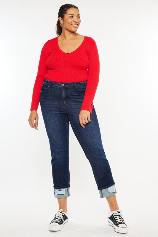 Lina Curvy Mid Rise Skinny Straight Jeans By Kan Can