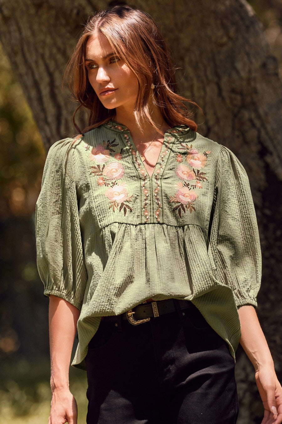 Curvy Gold Thread Textured Blouse