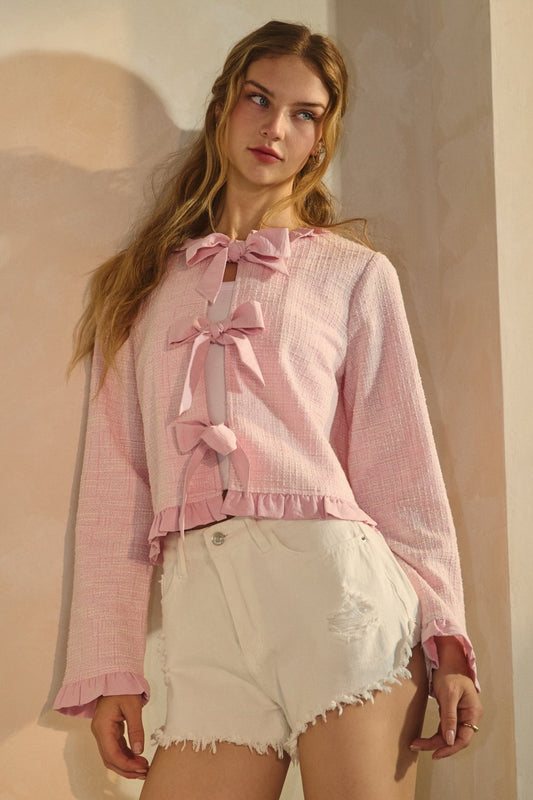 Curvy Darling Tweed Long Sleeve Sweater