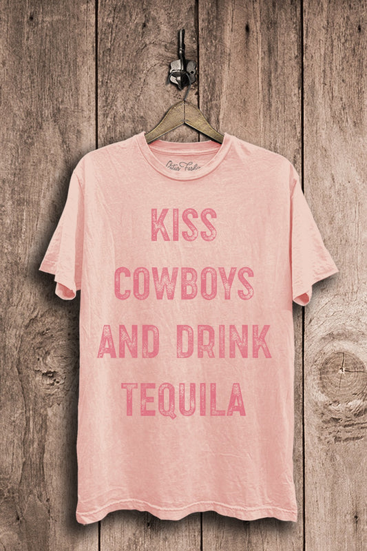 Curvy Kiss Cowboys And Drink Tequila Graphic Top