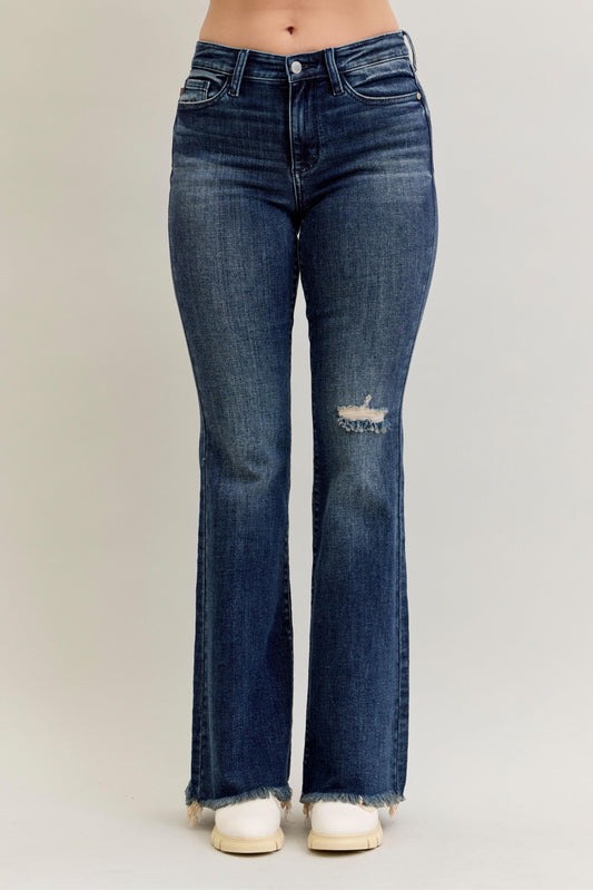 Mara High Rise Flare Destroy & Fray Hem by Judy Blue