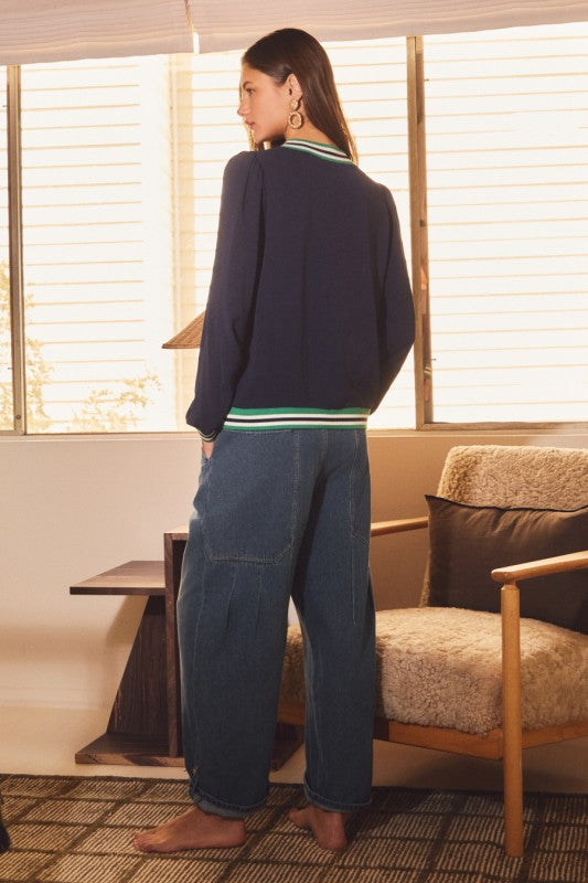 Polished Pleat Denim Pants