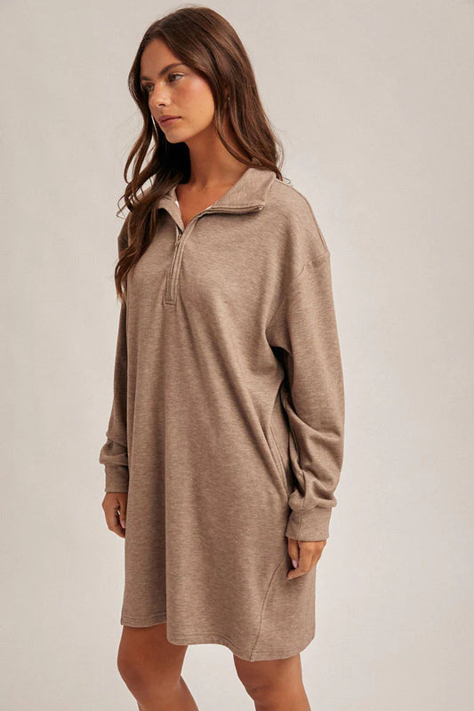 Brushed Zip Sweater Dress