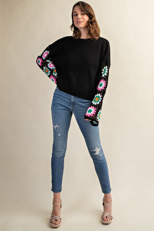 Curvy Bloomline Crochet Sweater