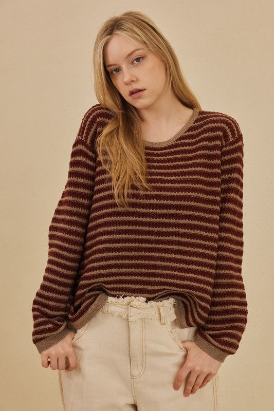 Mocha Drift Striped Sweater