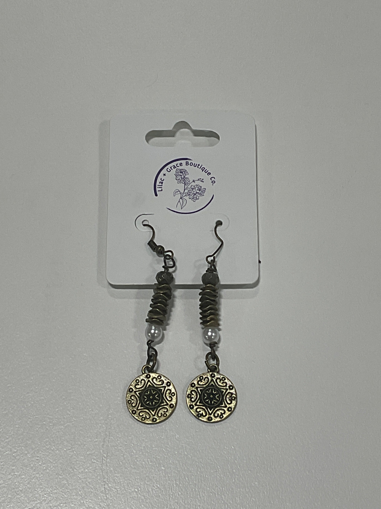 Etched Pendant Dangle Earrings