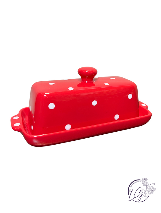 Mushroom Polka Dot Butter Dish