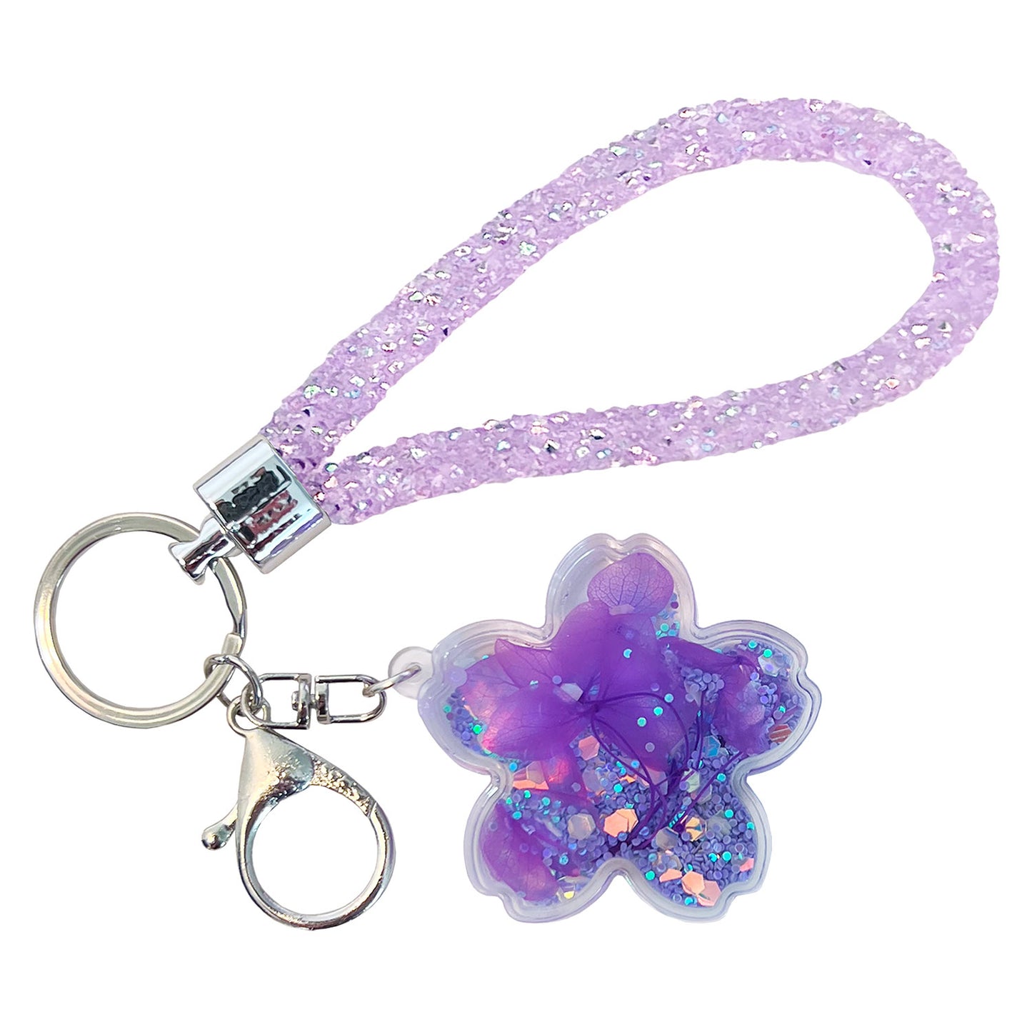 Glitter Petal Key Charm