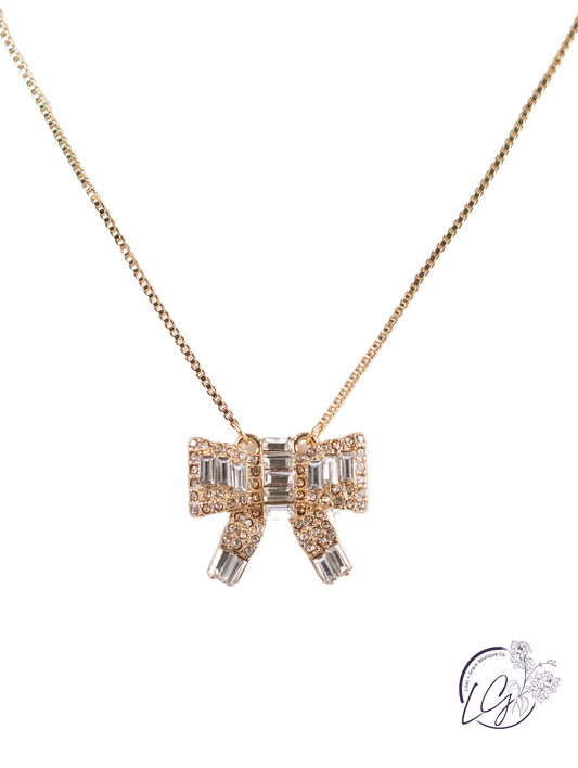Rhinestone Bow Necklace