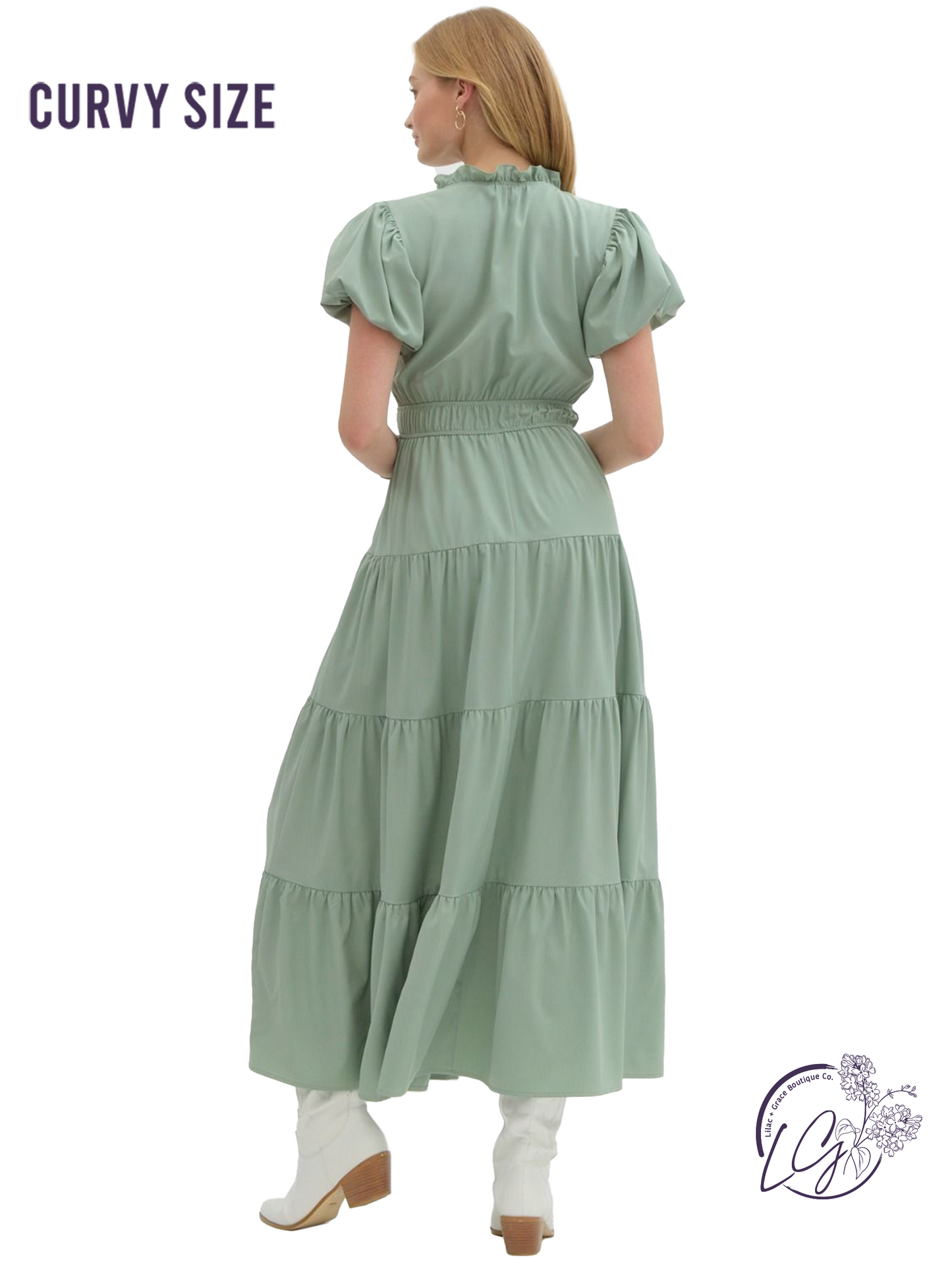 Curvy Held In Haze Midi Dress