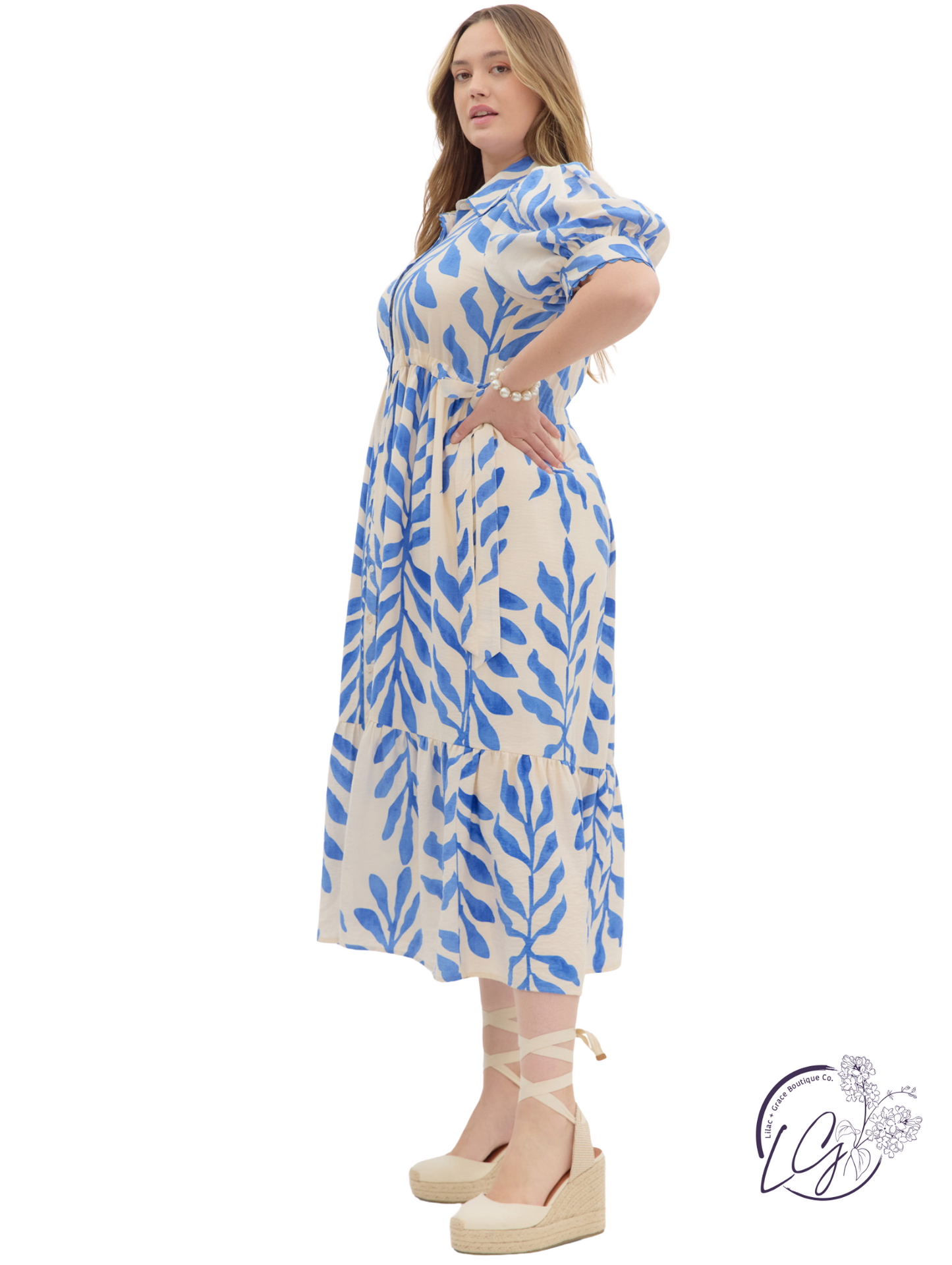 Curvy Wildgrove Tie Waist Midi Dress