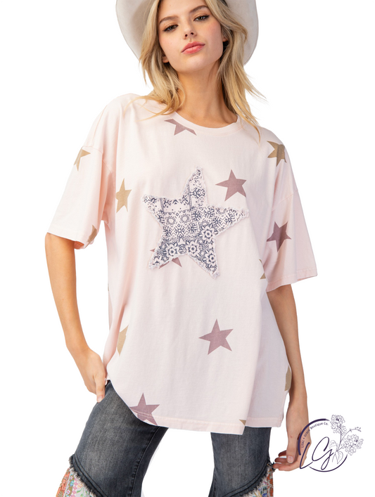 Curvy Worn Skies Star Top