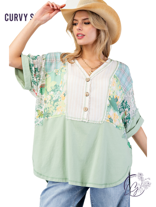 Curvy Dayworn Garden Squares Tunic