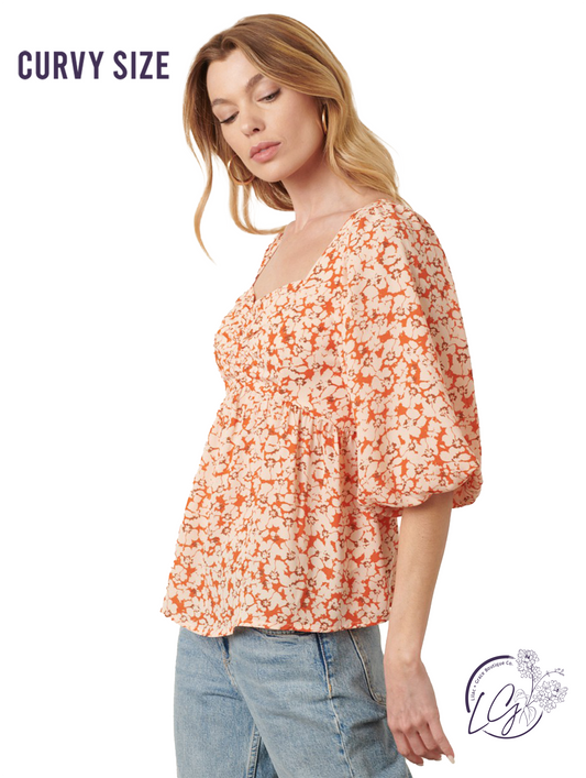 Curvy Citrus Blooms Blouse