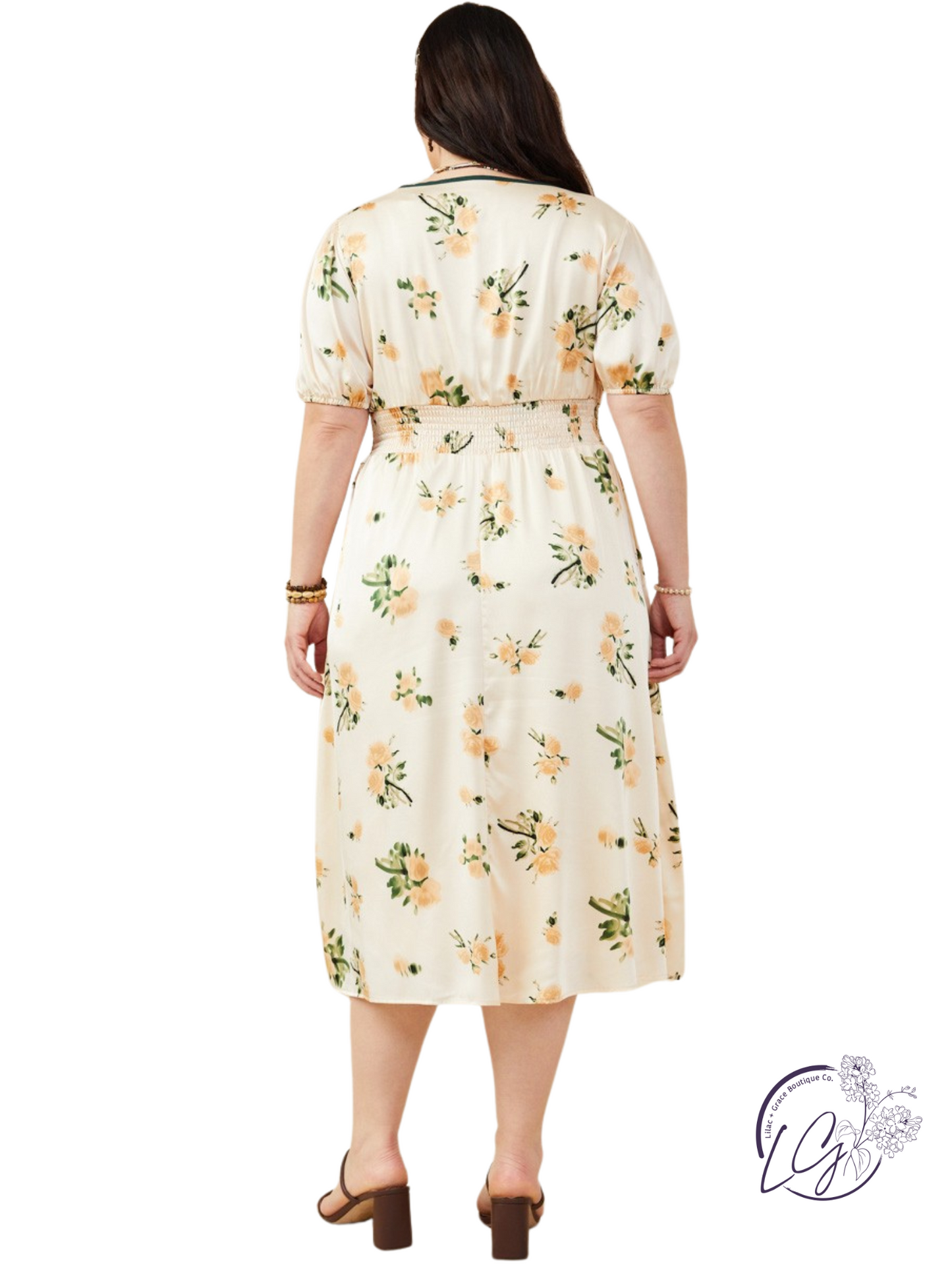 Curvy Luna Trim Satin Dress