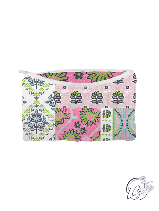 Laramie Patchwork in Green Quilted Makeup Bag