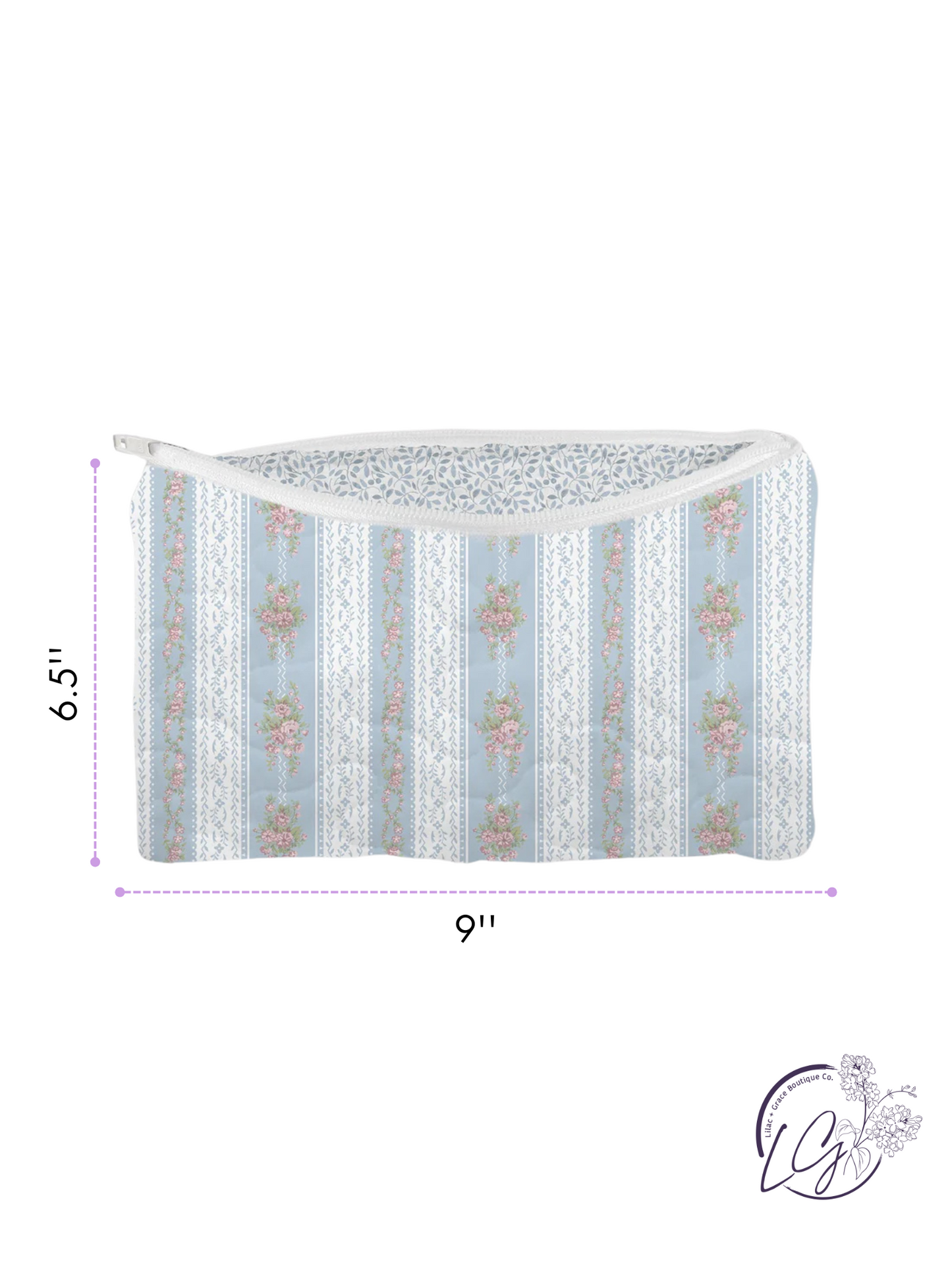 Bella Stripe Blue Quilted Makeup Bag