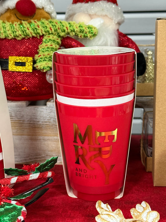 Merry - Gold Foil Frost Cups