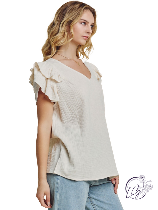 Sunday Brunch Ruffle Sleeve Blouse