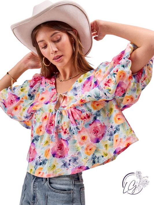 Sunset Balloon Sleeves Top