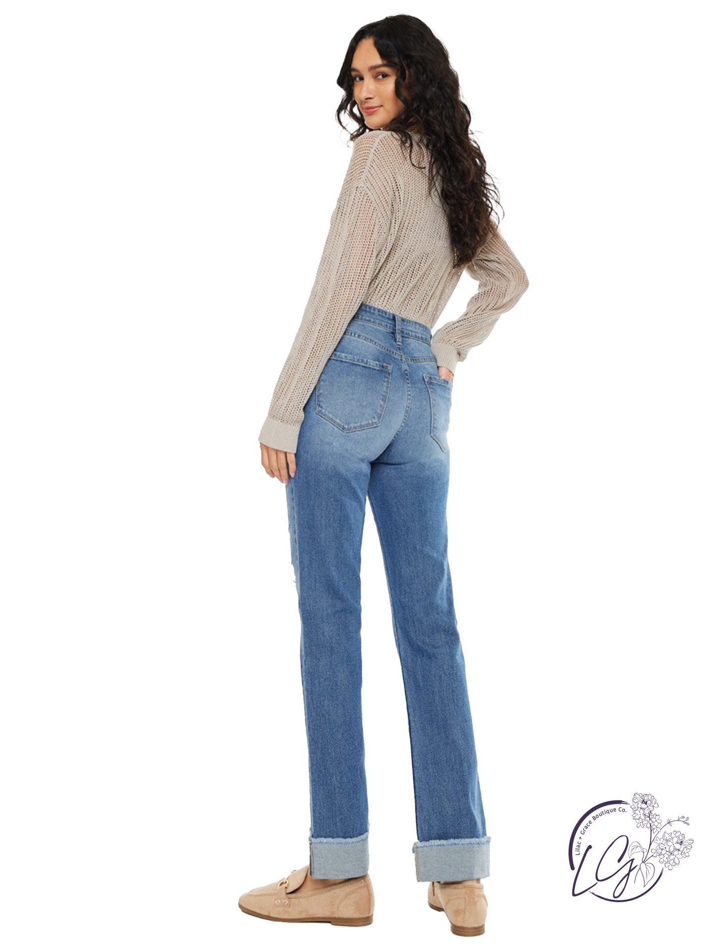 Alina High-Rise Straight Leg Jeans by Kan Can