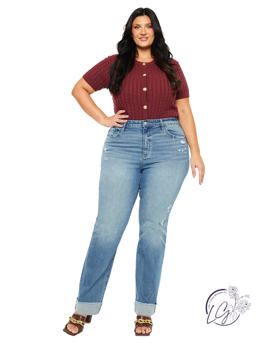 Curvy Alina High-Rise Straight Leg Jeans by Kan Can