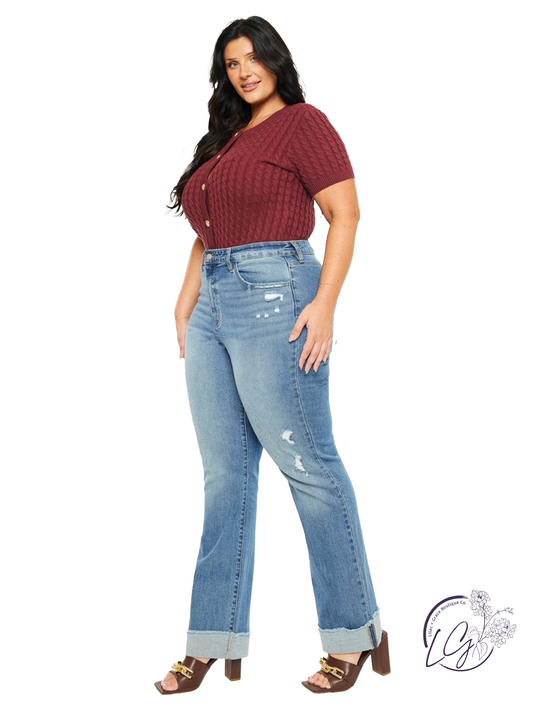 Curvy Alina High-Rise Straight Leg Jeans by Kan Can