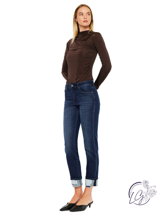 Lina Mid-Rise Skinny Straight Jeans by Kan Can