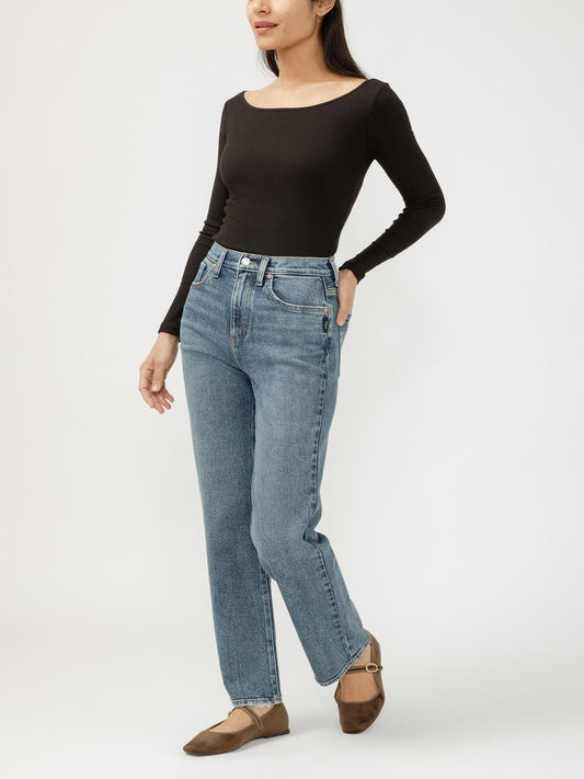 Faye High Rise Straight Leg Non Distressed by Silver Jeans