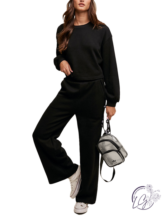 Classic Knit Lounge Wide Leg Pants