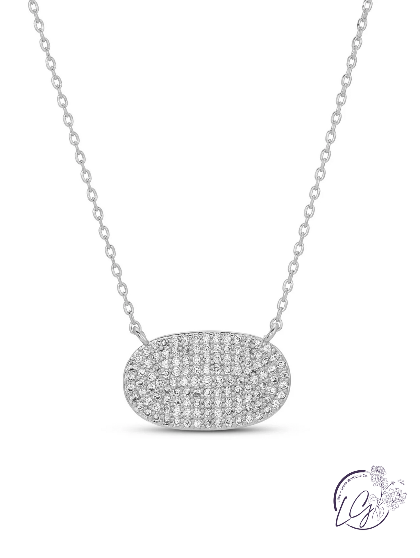 Unity Pave Oval Pendant Necklace