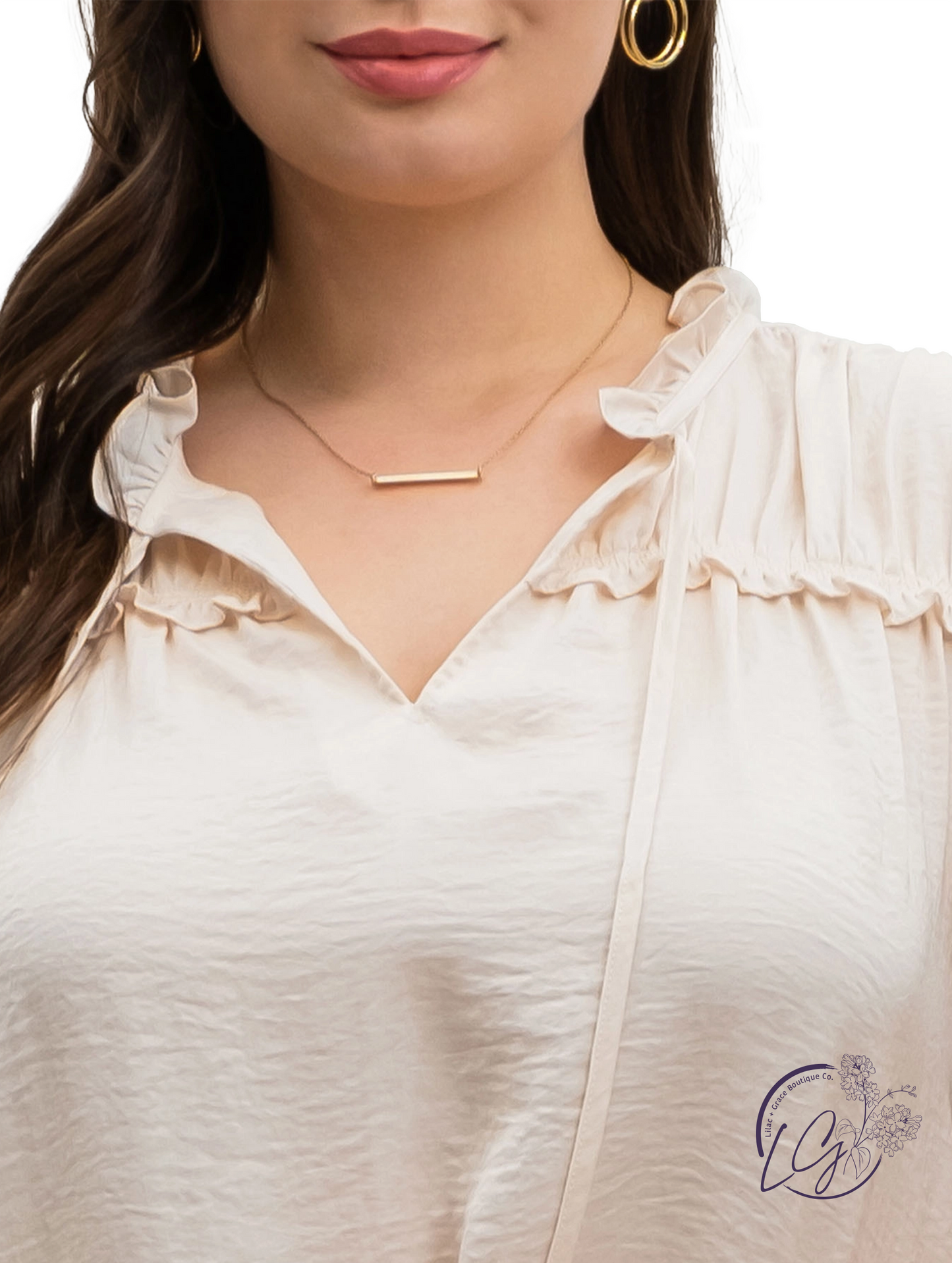 Curvy Classique Tie-Front Collared Blouse