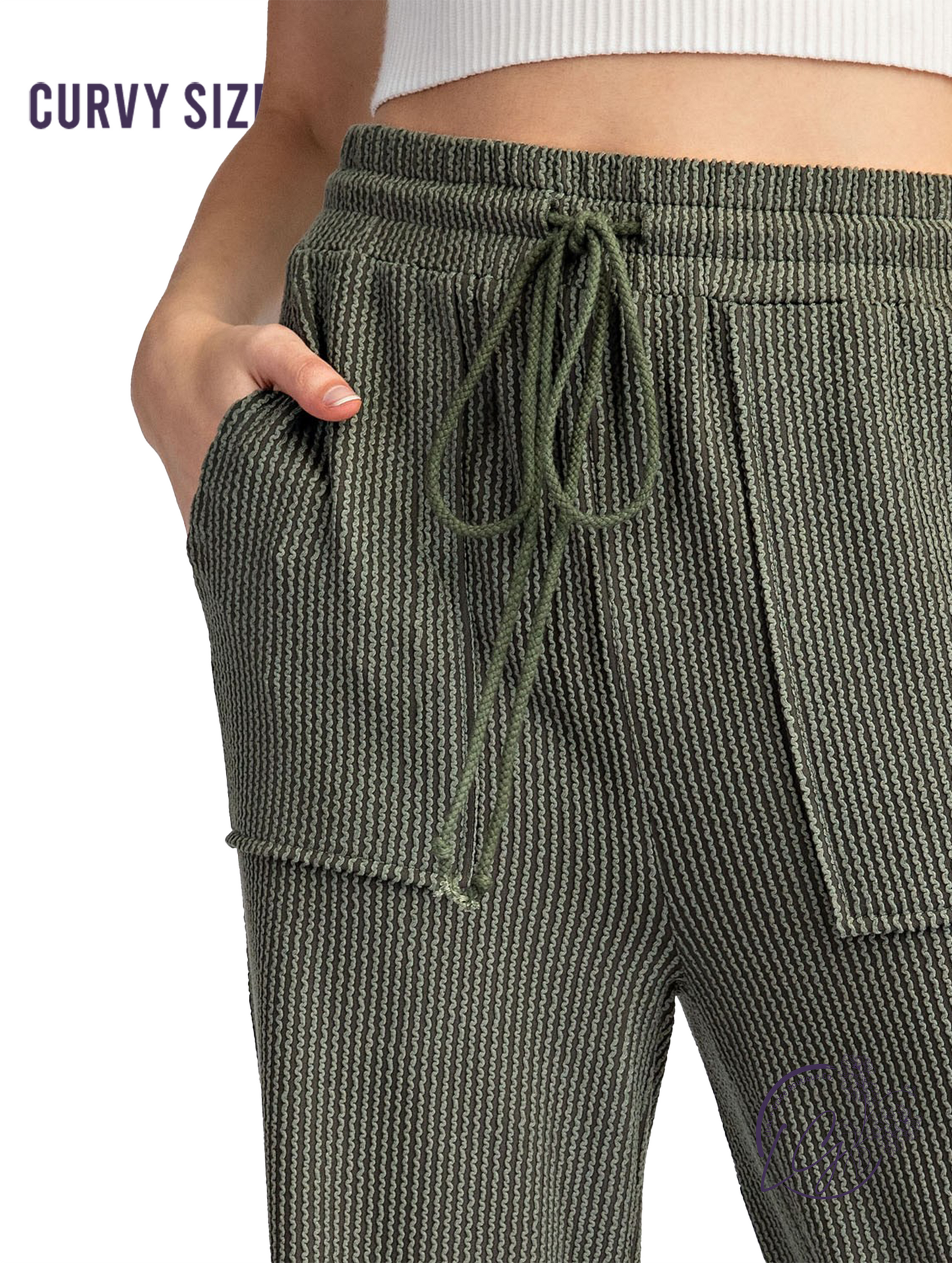 Curvy Fieldline Texture Drawstring Pants