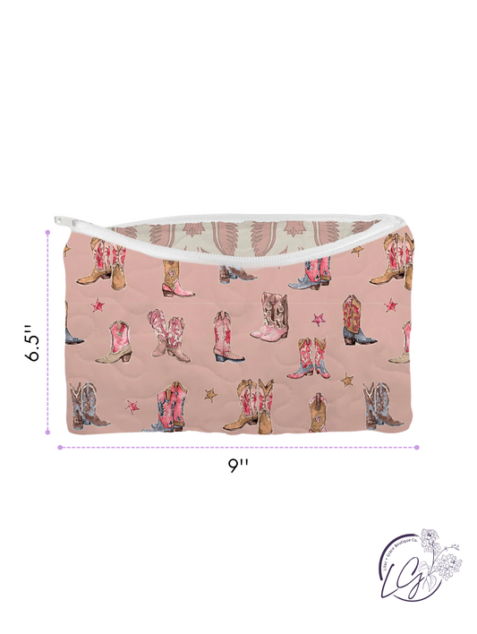 Thunderbird Boots Rose Quilted Makeup Bag