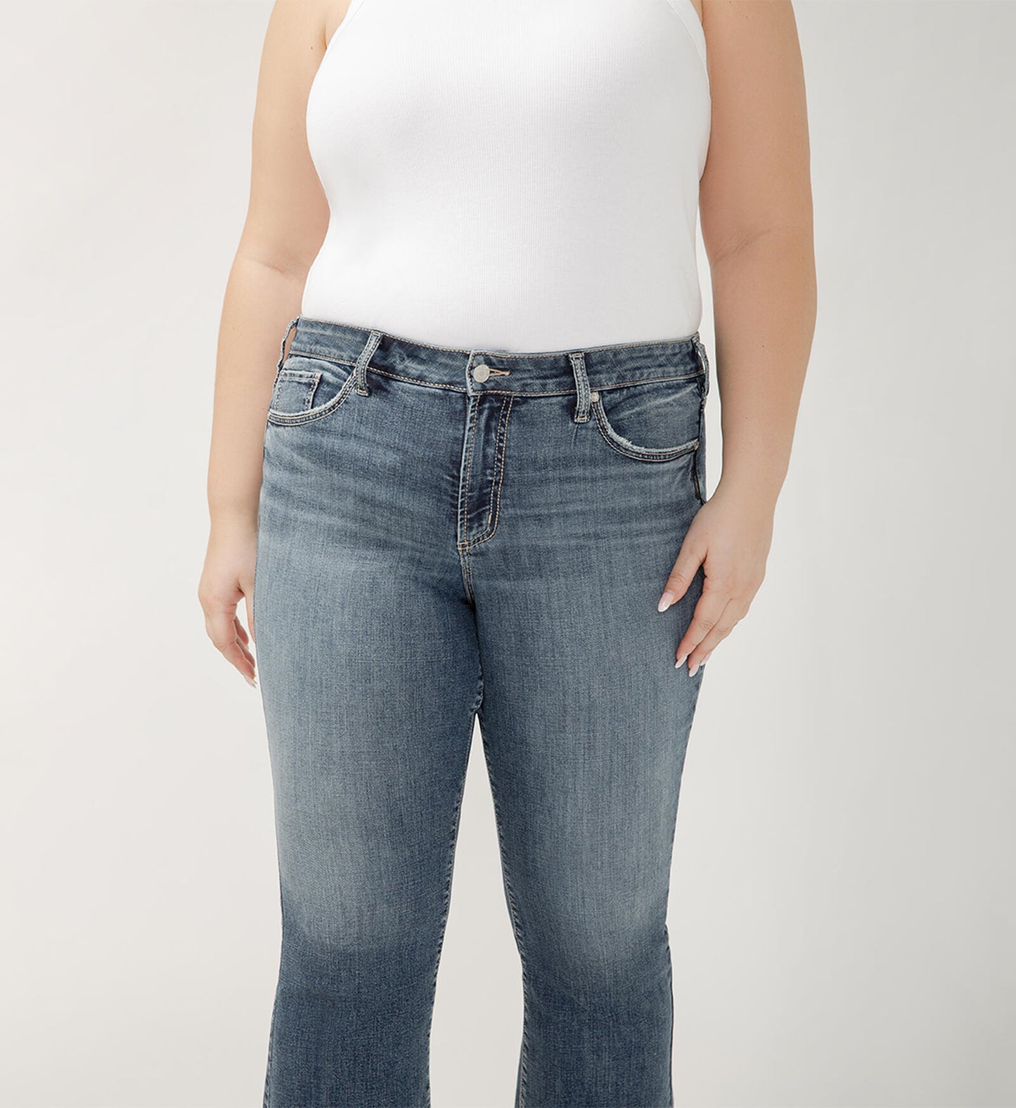 Curvy Montana Mid Rise Kick Flare Non-Distress by Silver Jeans