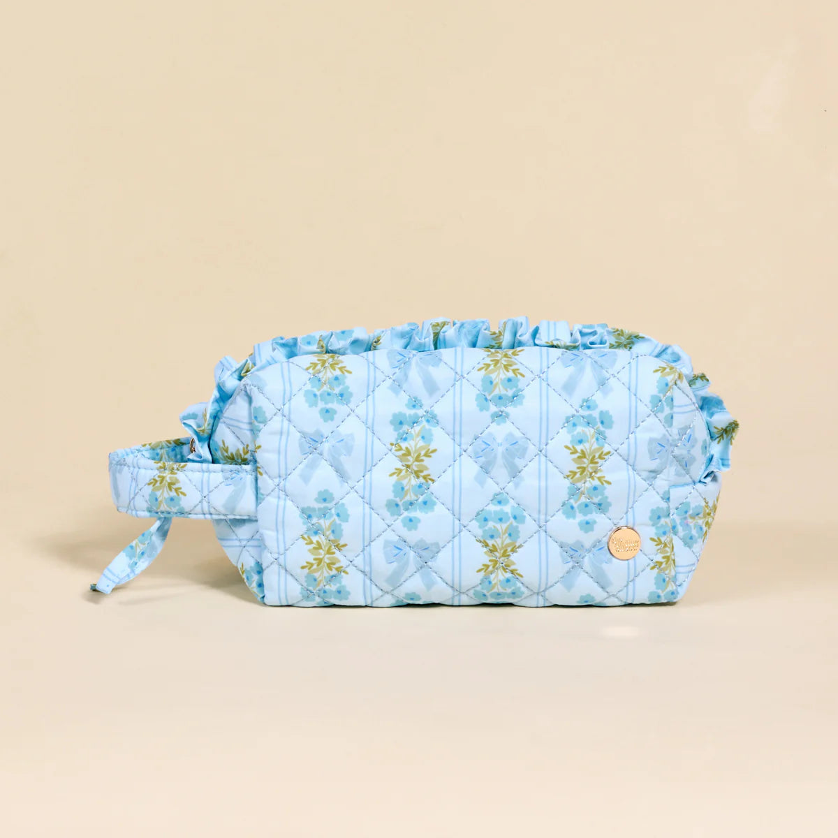 Blooming Ruffle Quilted Cosmetic Pouch
