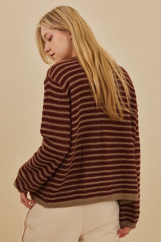 Mocha Drift Striped Sweater