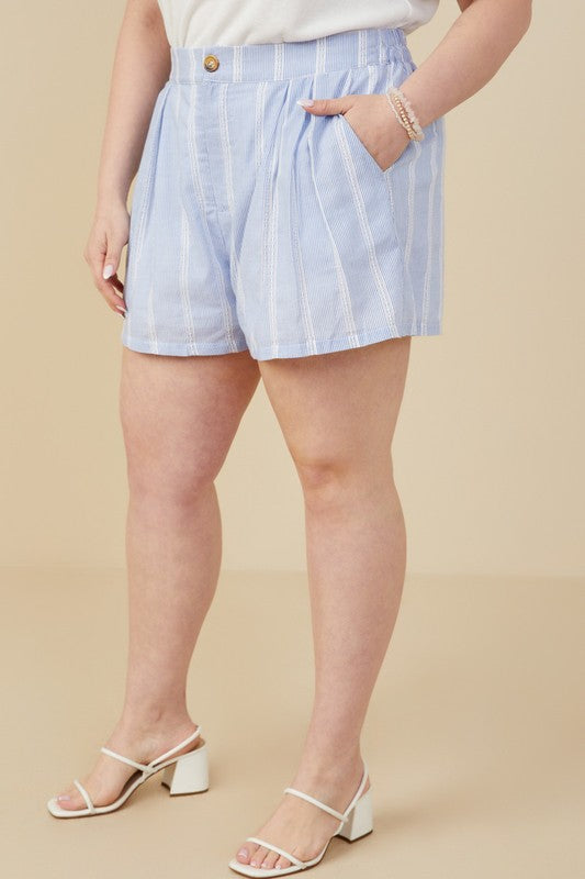 Curvy Lace & Line Shorts