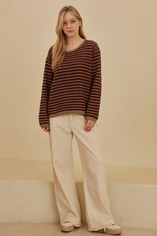 Mocha Drift Striped Sweater