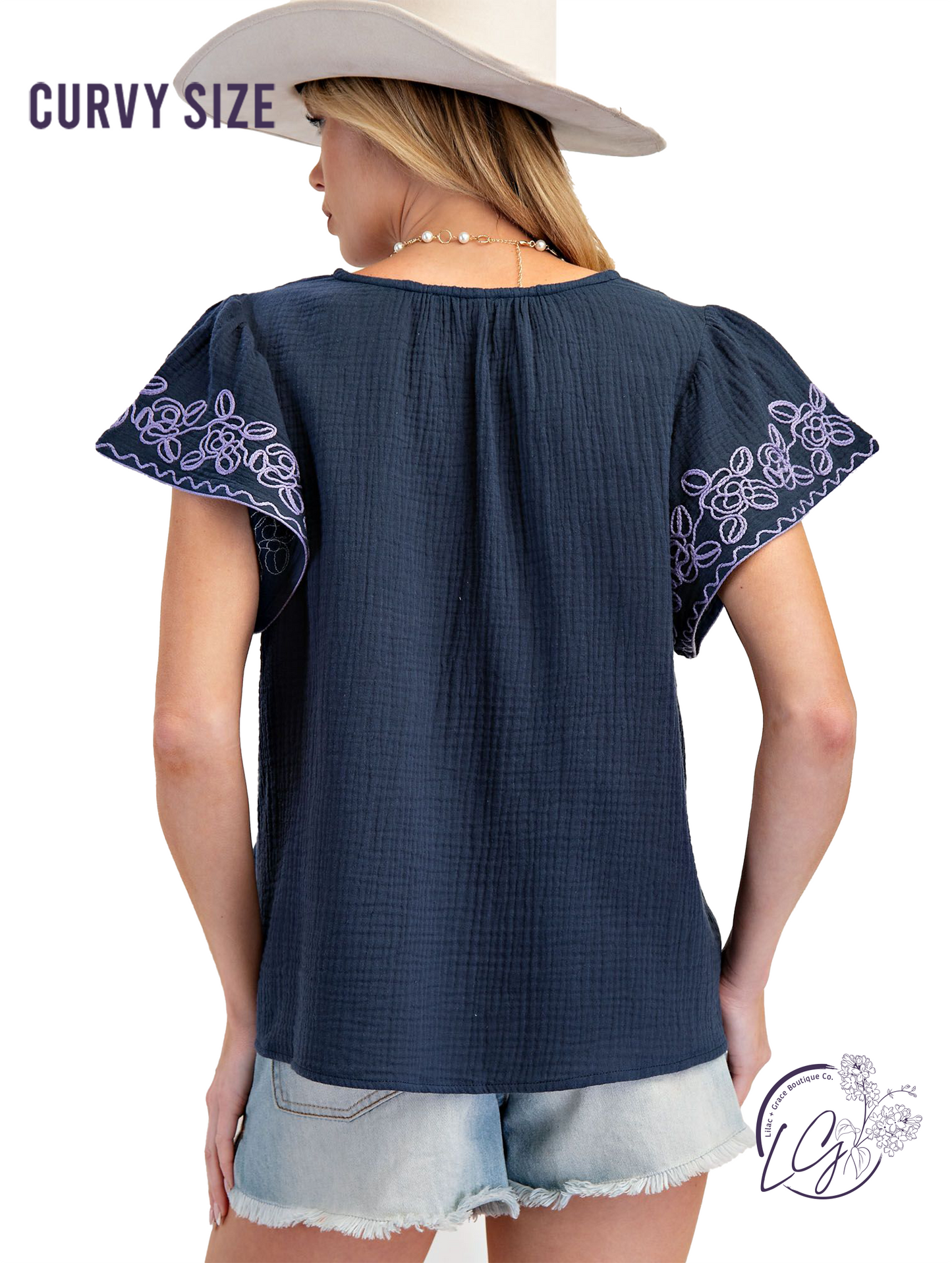 Curvy Cloudstitch Cotton Babydoll Top