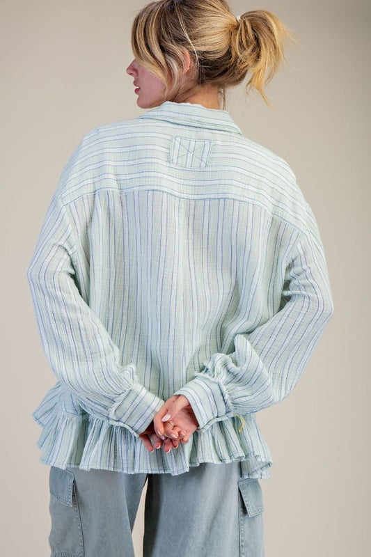 Sandy Shores Ruffle Button Up