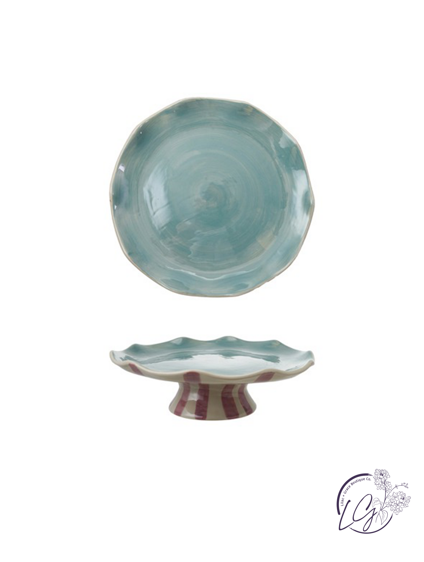 Stripes Stoneware Pedestal