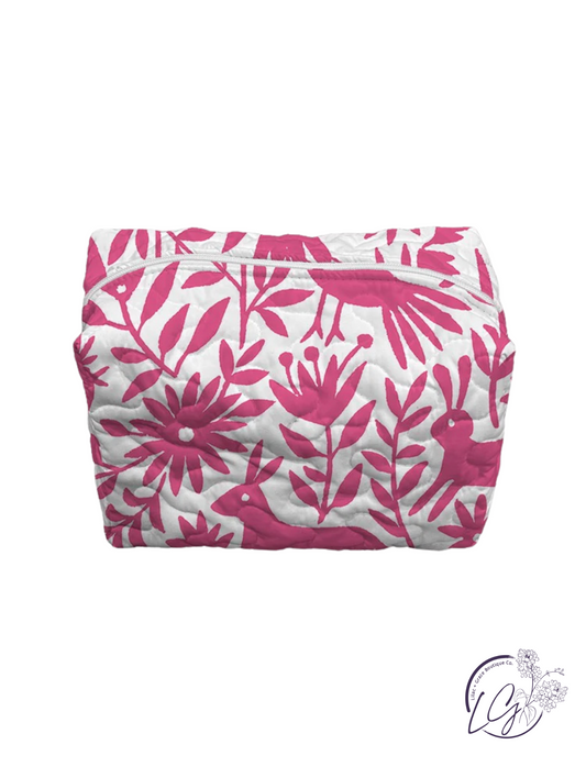 Piper Otomi Pink Quilted Large Makeup Bag