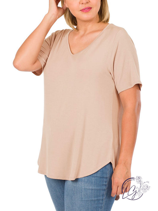 Curvy Comfort Caress V-Neck Tee