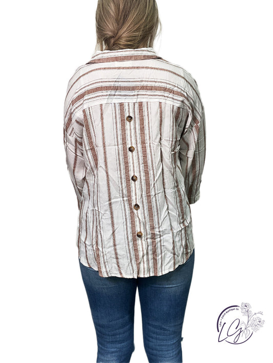 (Sale)Curvy Stripes Are In Short Sleeve Top