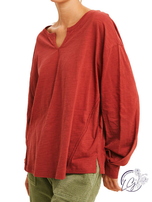 (Sale) Natural Glow Notch Detail Blouse