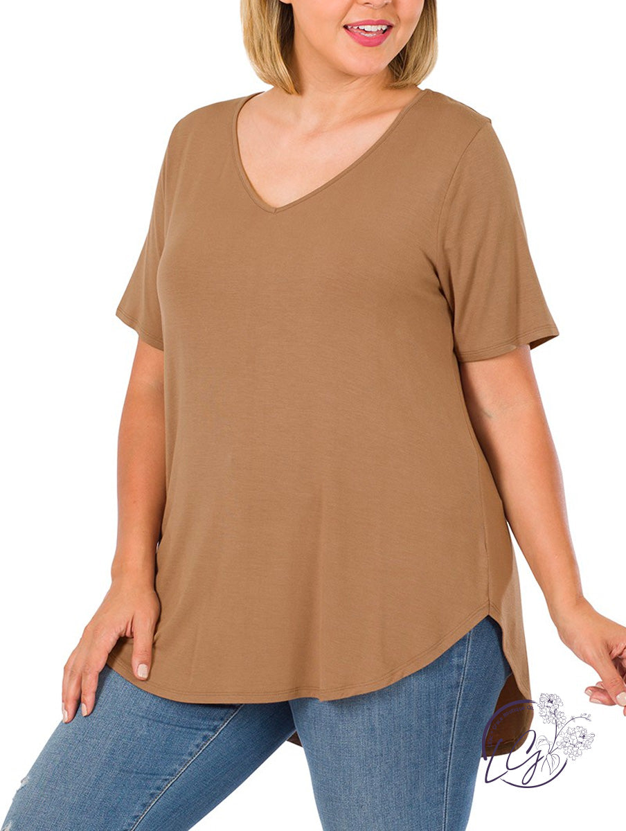 Curvy Comfort Caress V-Neck Tee