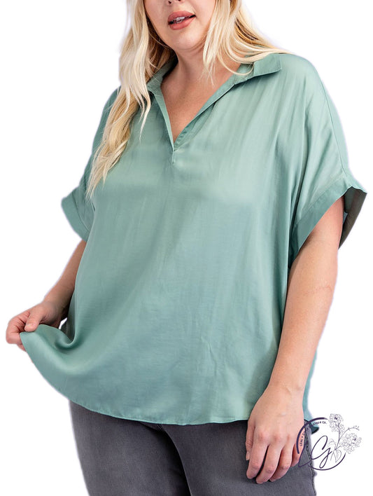 (Sale) Curvy Time Will Tell Short Sleeve Blouse
