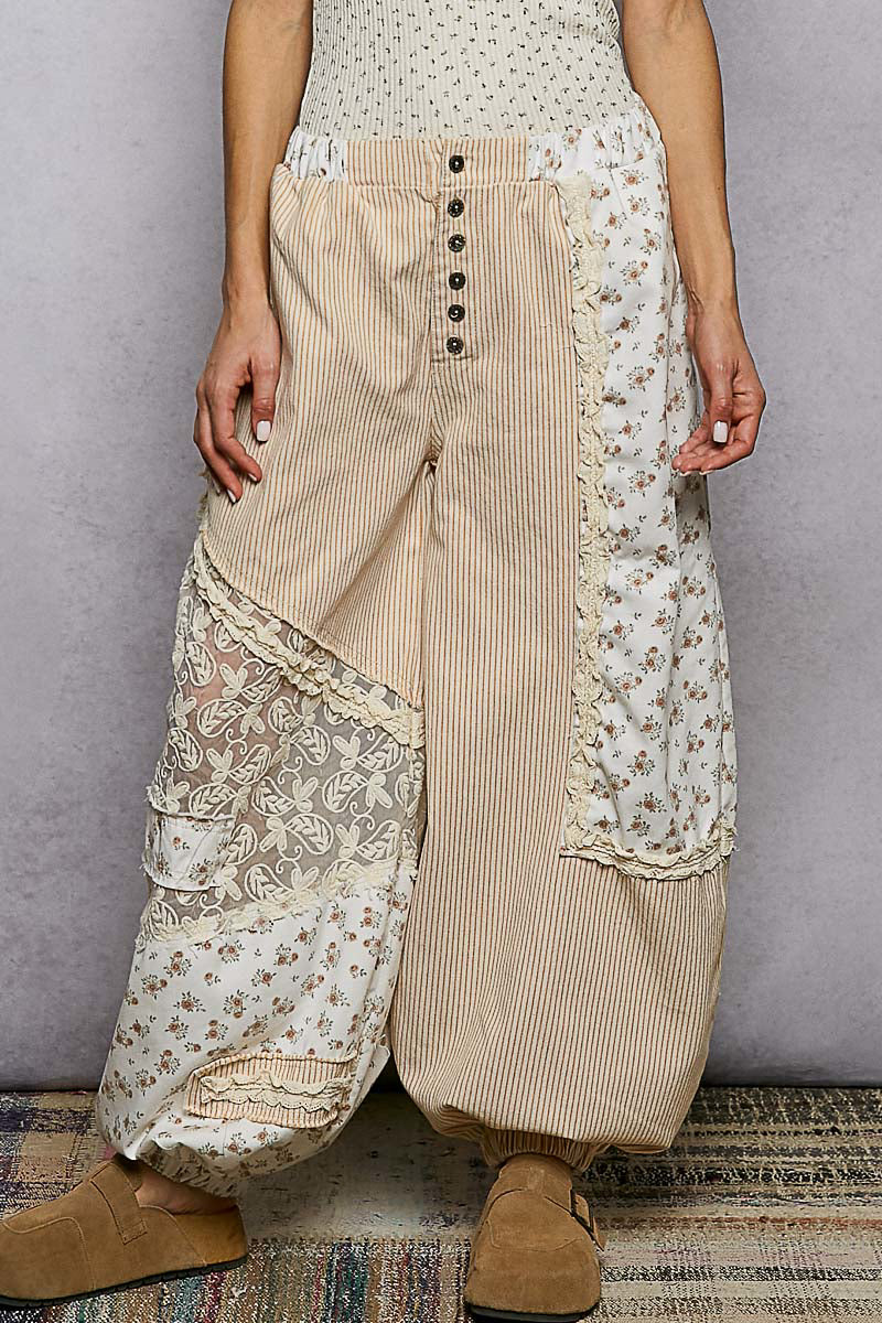 Vintage Patchwork Wide Leg Pant